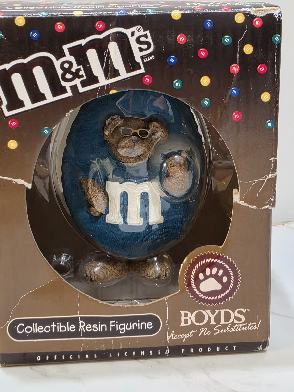 Boyds M&M’s Resin Bear Figurine 2005 Boxed Hand Painted Boyds Collection NIB