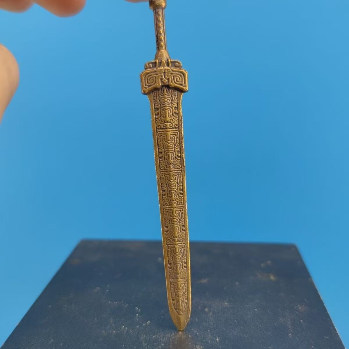 10.3cm Retro Brass Chinese Ancient Xuan Yuan Sword Model Collection Ornament