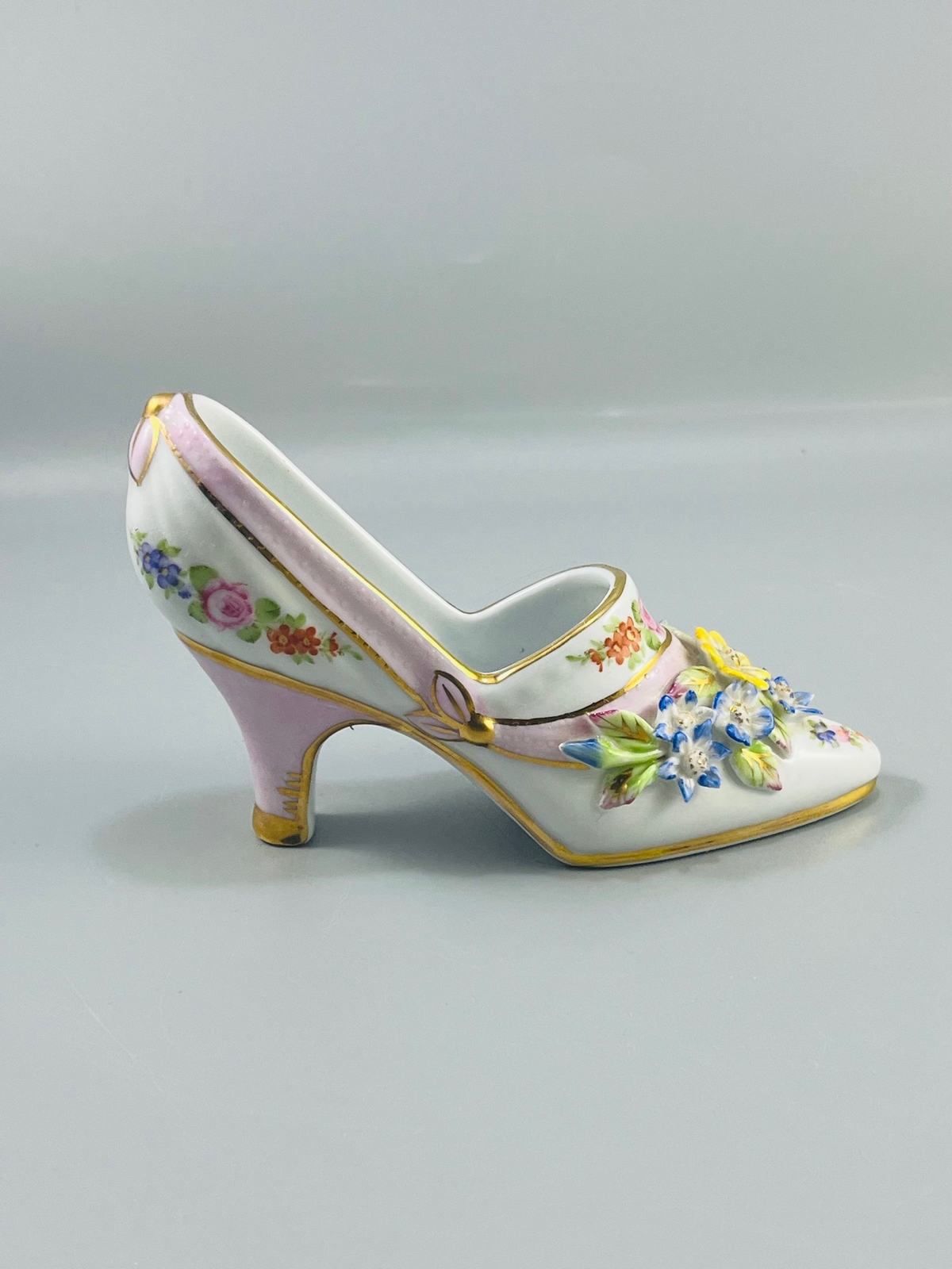 Cracker Barrel Porcelain Victorian Style Floral High Heel Shoe Figurine 5″x 3.5″