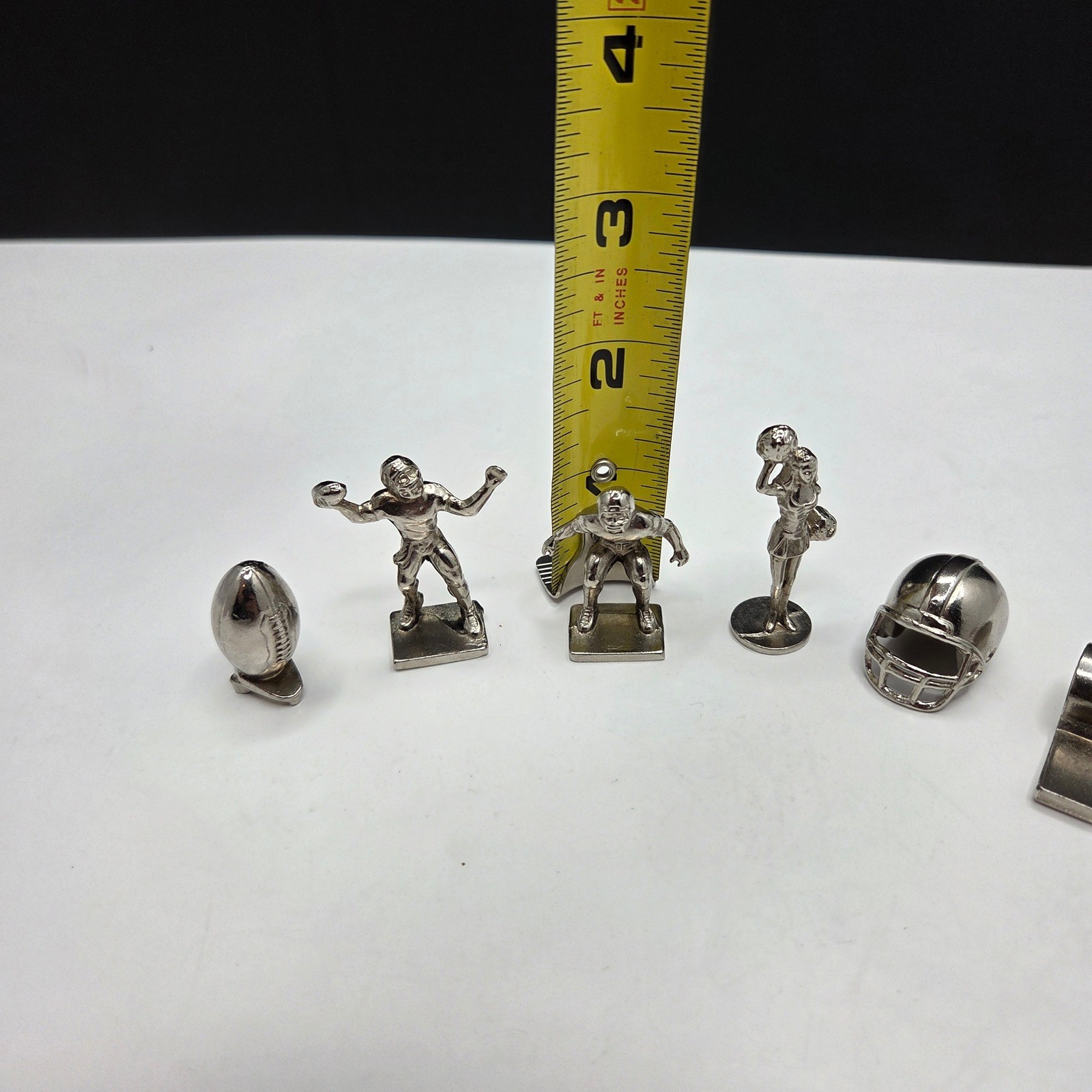 Vintage Football Monopoly Figurine Set 6pc Silver