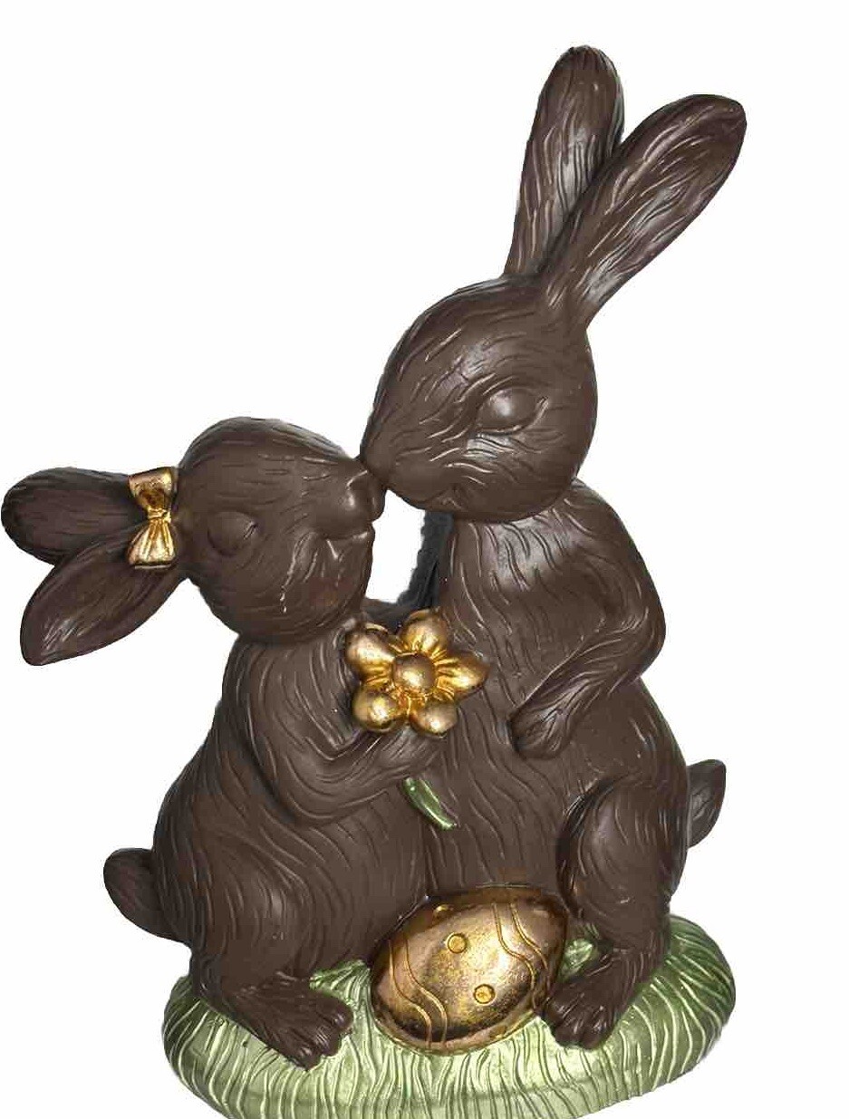 LARGE Easter Chocolate bunnies Golden eggs statue figurine Martha Stewart