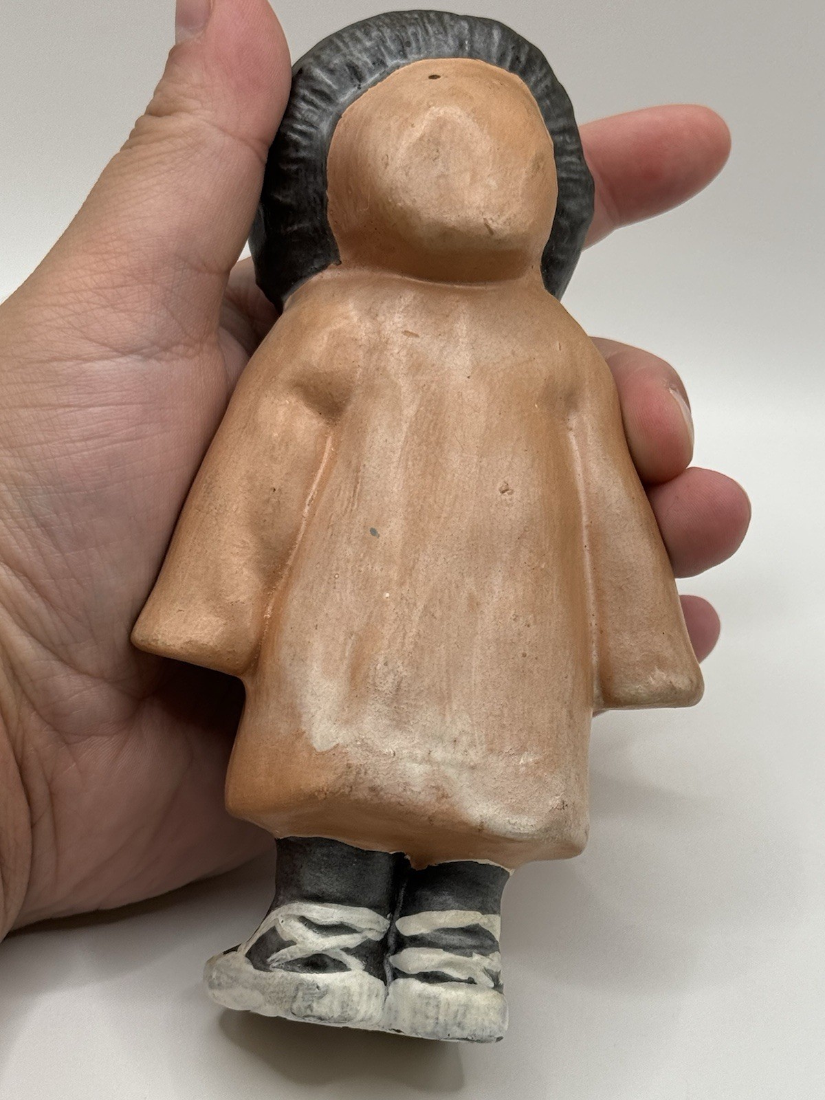 Vintage 1937 Eskimo Young Girl Plaster Figure Hand Painted Figurine Decor ***