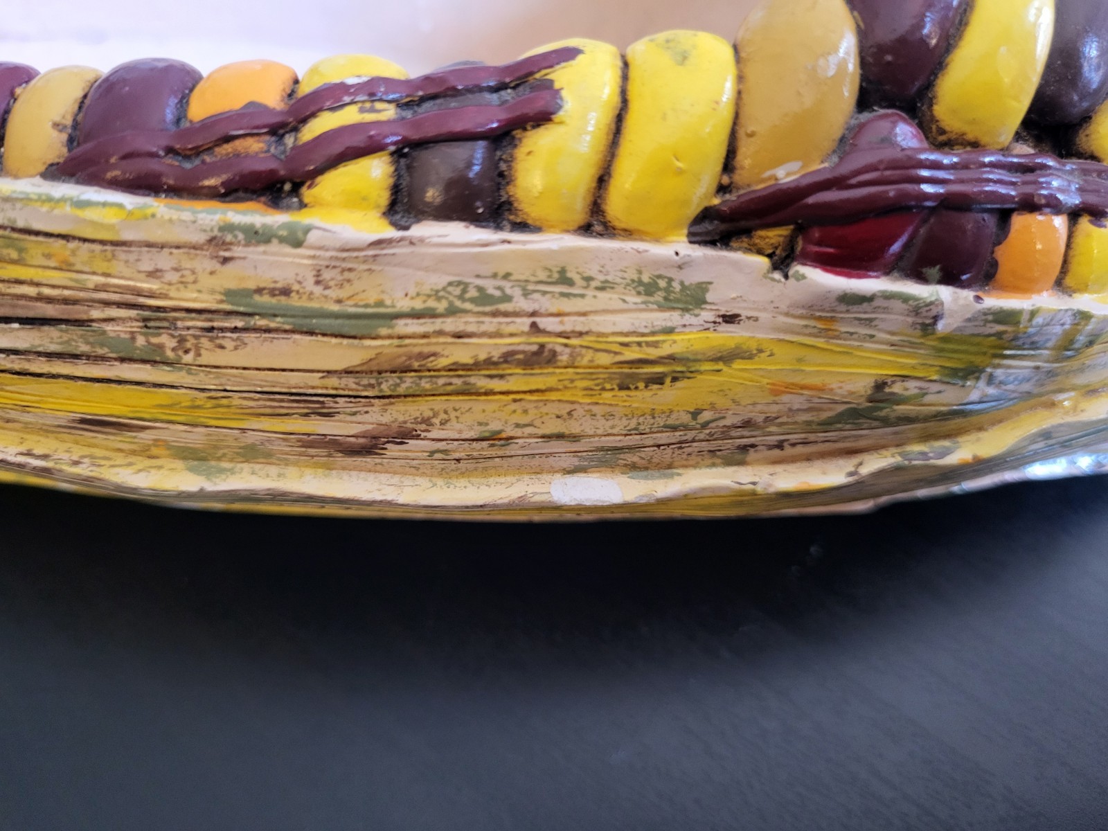 Juta Sangthaweep Rare 1975 Chalkware Ear Of Corn With Ladybug 13.5″ Long