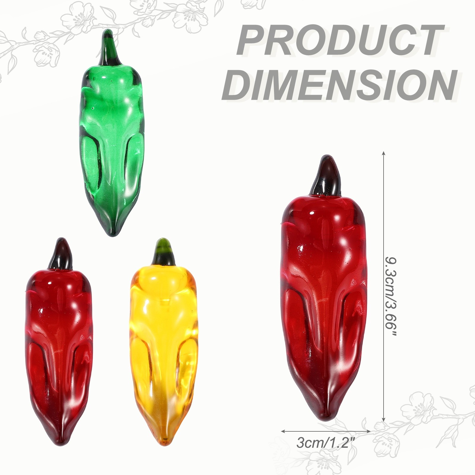 Glass Chili Crystal Handmade Blown 3.66 Inch Glass Decoration Ornament Red