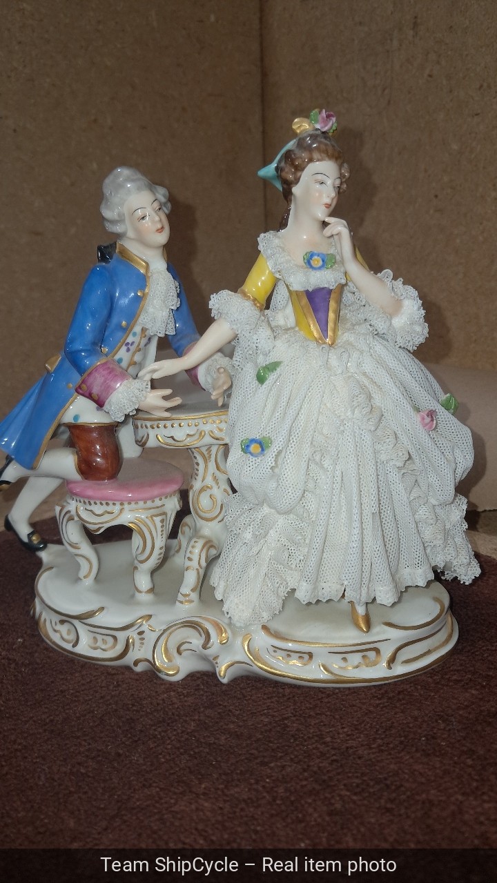 other see details Stunning Vintage Dresden Germany Porcelain Dipped Lace G2U
