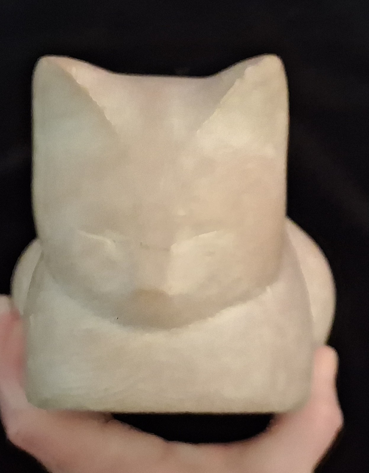 Vintage Islay Grimes Sleeping Cat Sculpture Cast Stone Beige Mid Century Modern