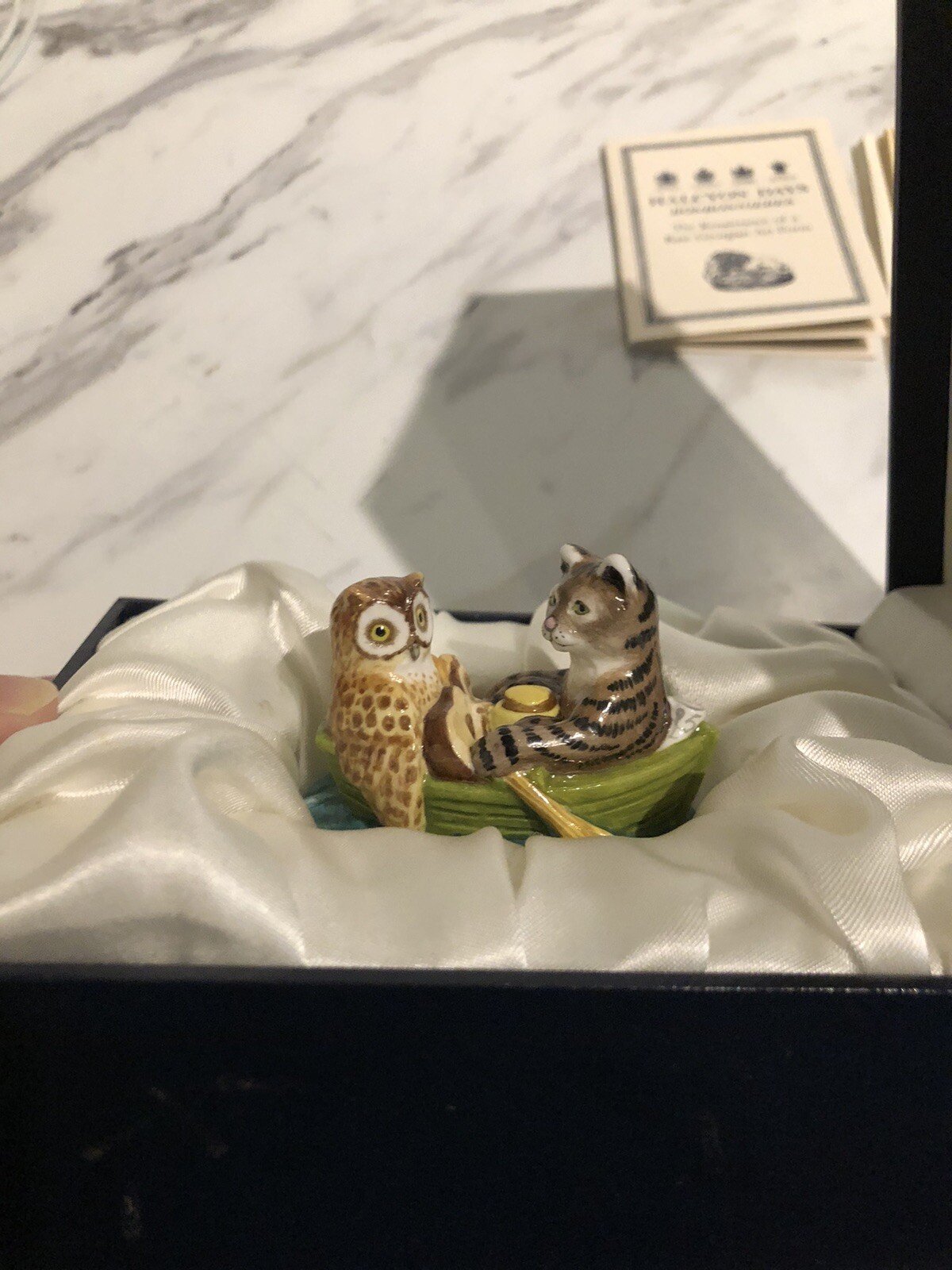 Folk Art Halcyon Days Enamel Bonbonniere Owl & The Pussycat Poem By Edward Lear