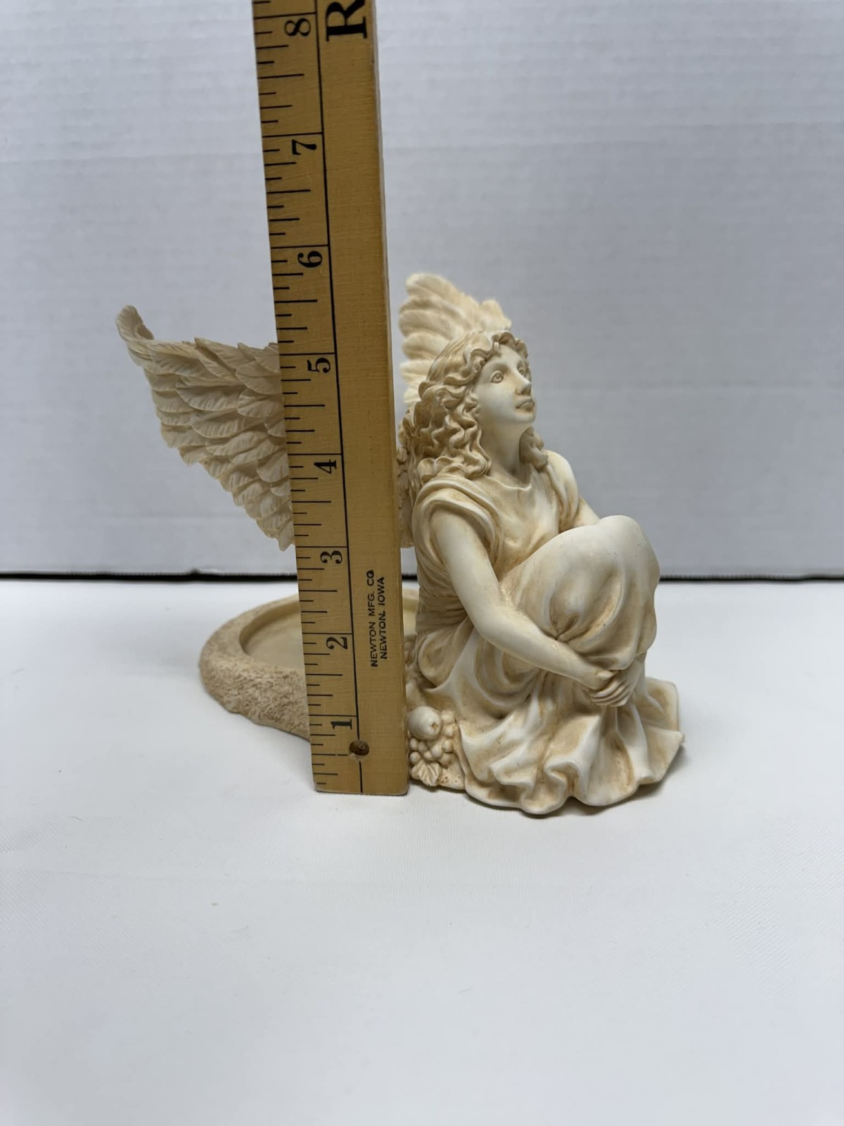 Roman Inc. 1999 Angel Figurine Candle Holder Sculpture Beige Cream Winged
