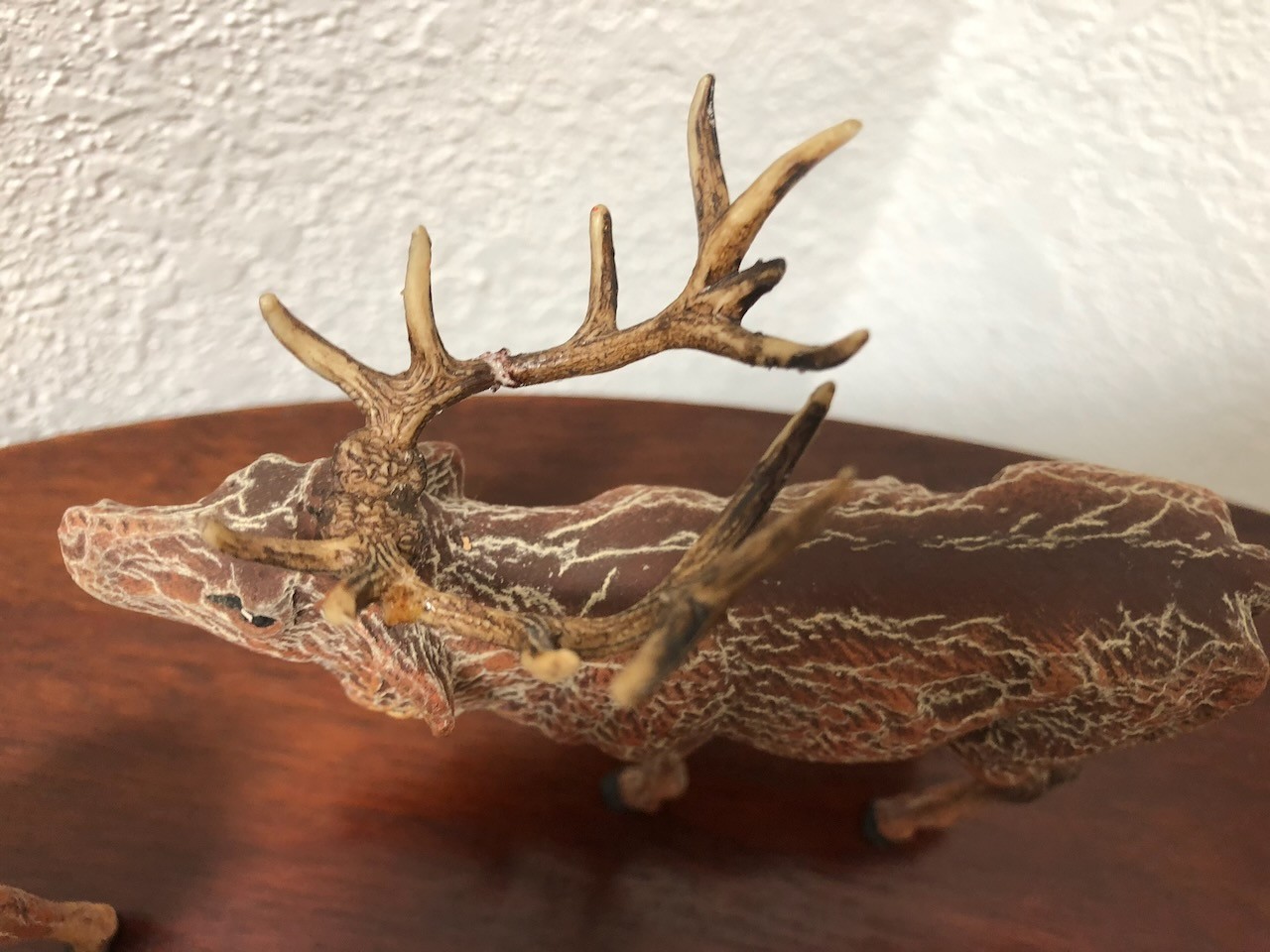 PAIR OF ANTIQUE GERMAN COMPOSITION DEER STAG RUNTING CALL 5″