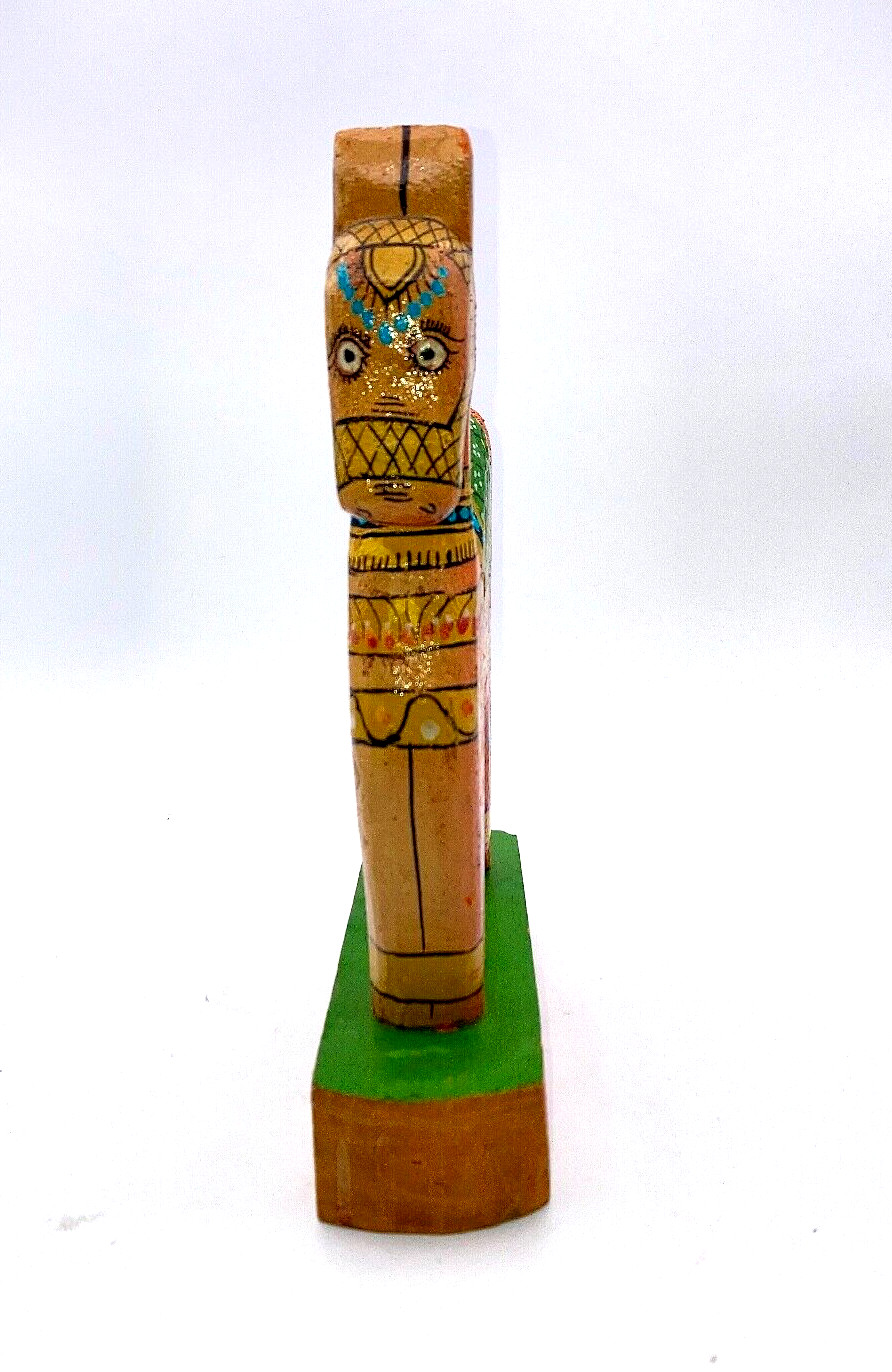 Folk Art Camel Hand Carved and Painted Orange Made in India 10 1/2″ T x 9″ L