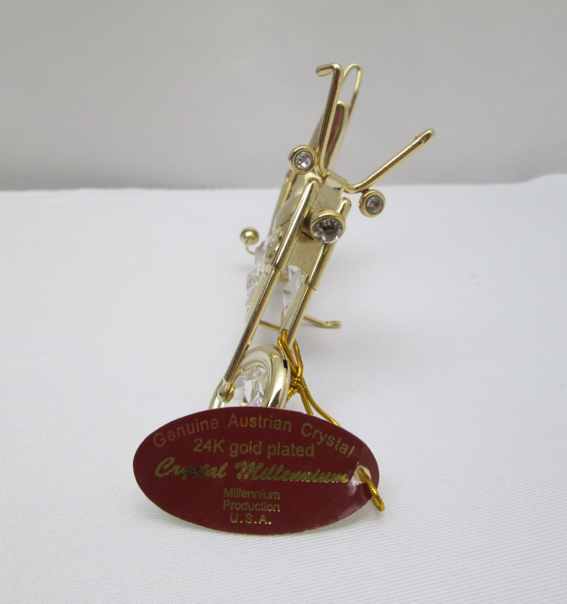 24K Gold Plated Motorcycle with Austrian Crystals Figurine