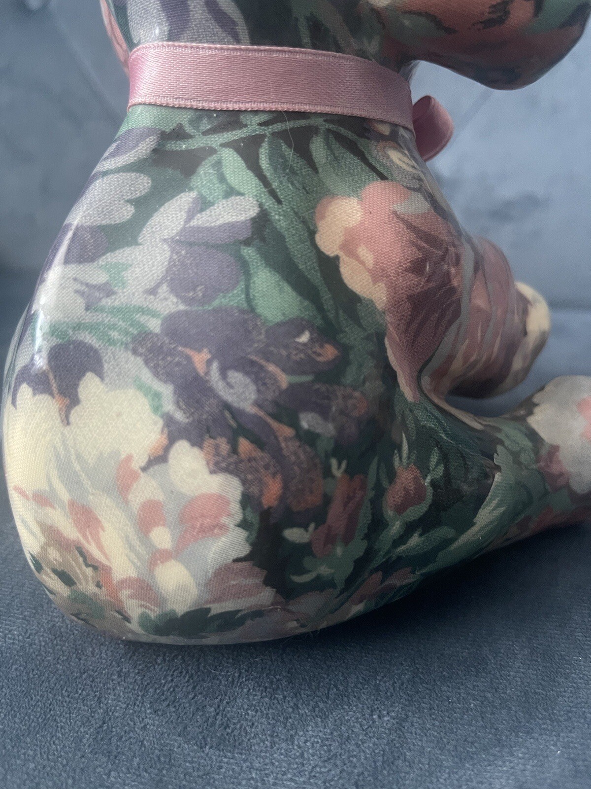 Patchwork Elephant Figurine Joan Baker Designs Floral Pink Green Arbor Rose 8”