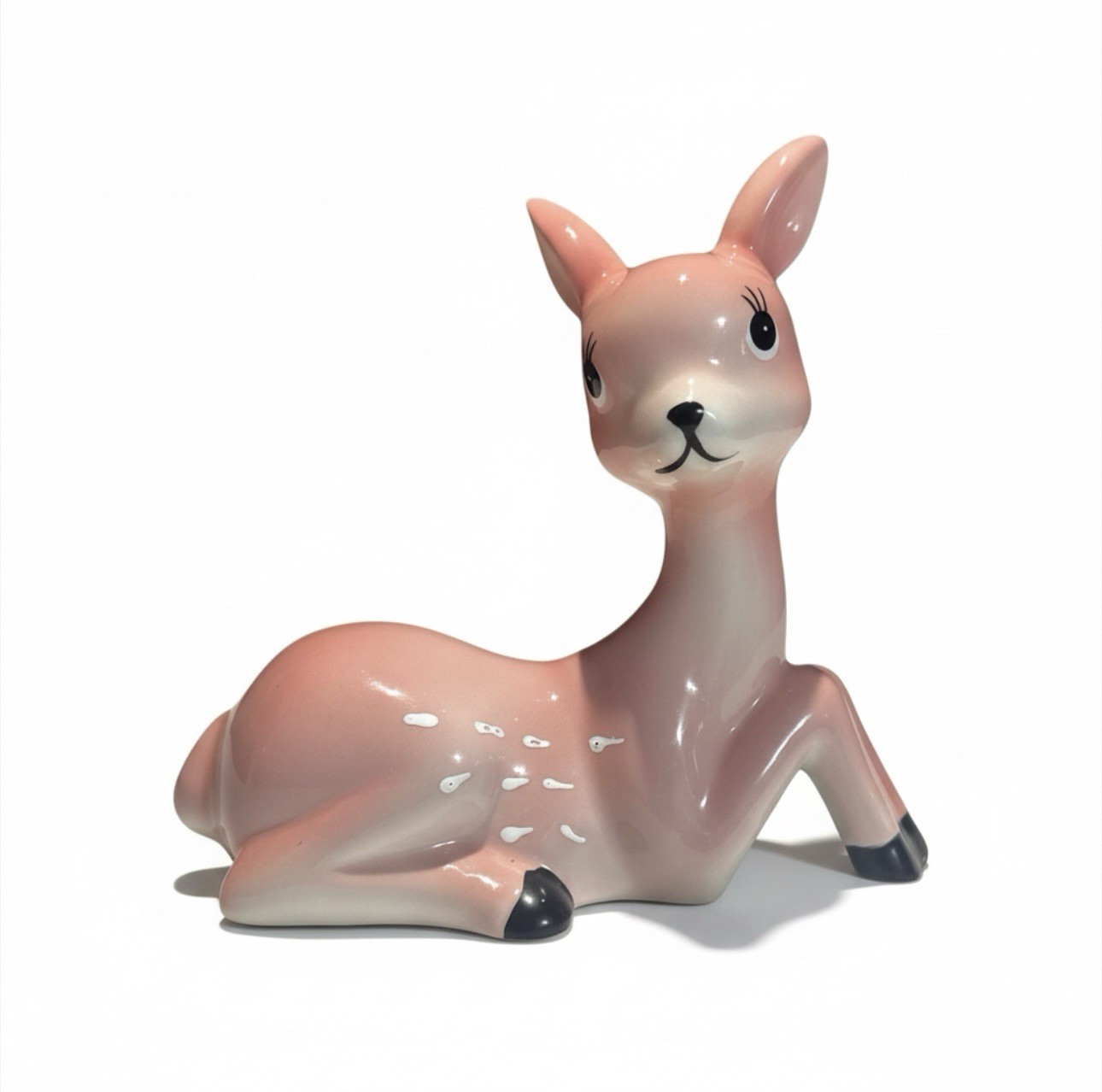 Fawn Deer Pink MCM Retro Ceramic Fawn Pastel Kitsch Holiday Ansthetics 6Hx7L