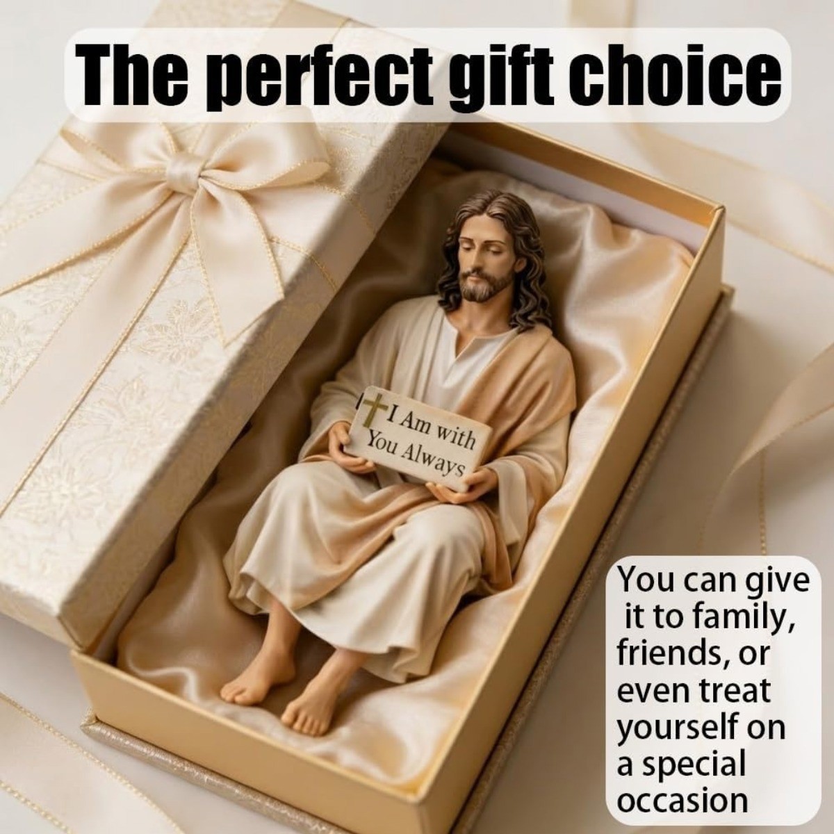 Sitting Jesus Christ Statue Religious Resin Jesus Figurine I am with you always