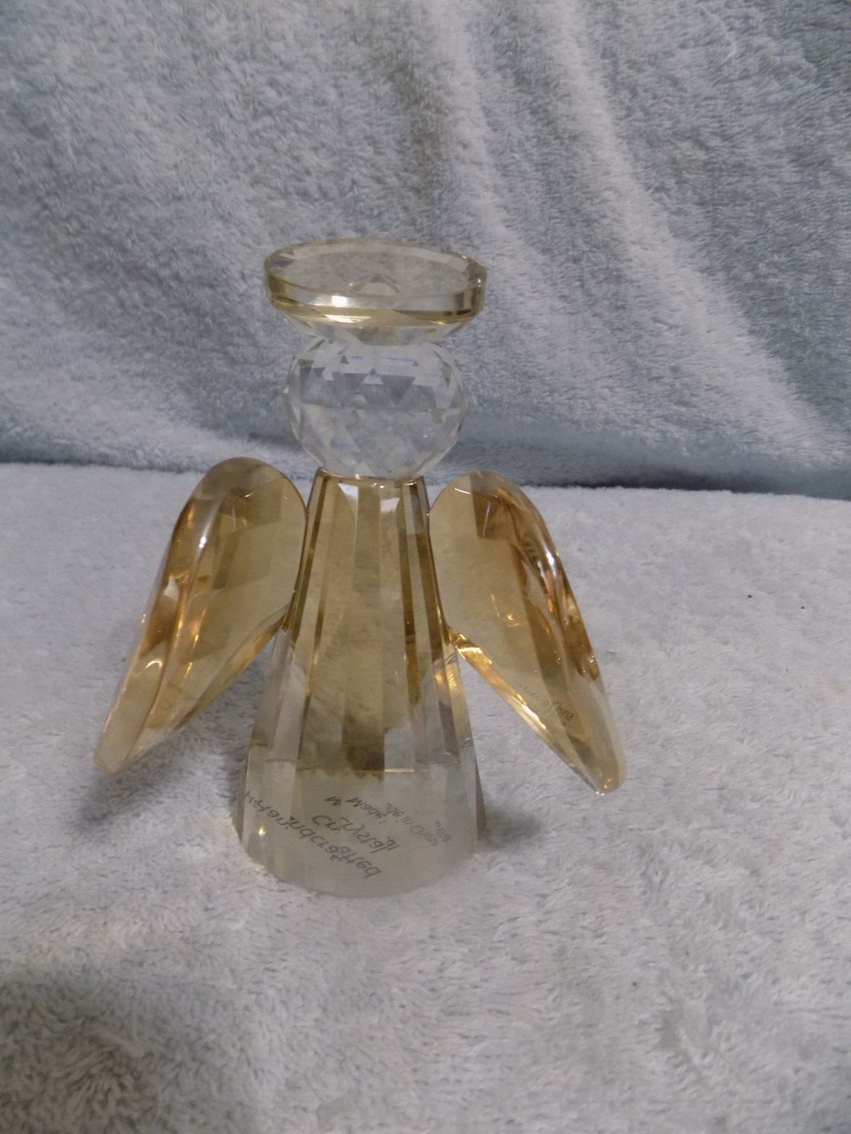 Handcrafted Crystal Angel Gold & Clear Figurine New No Box 4.25″