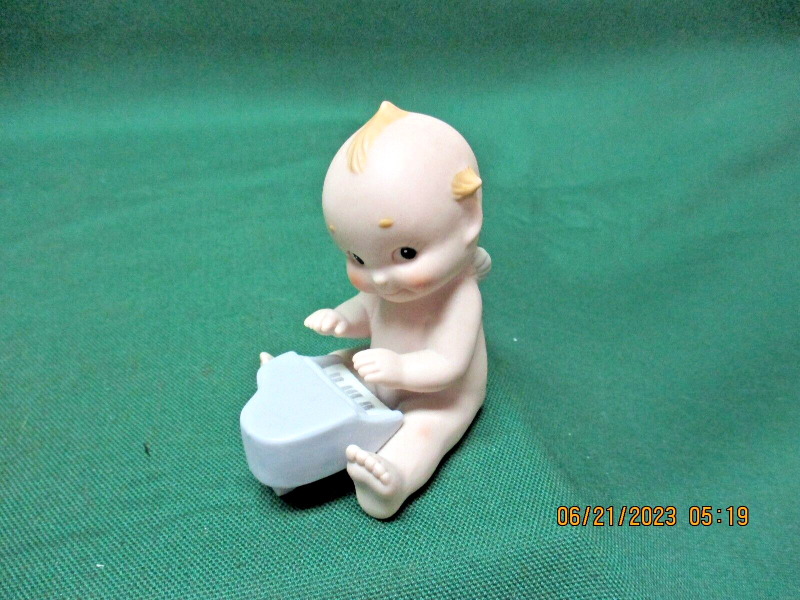 1991 Kewpie, Rose O’Neil, Enesco, Bisque Figurine, Playing Piano