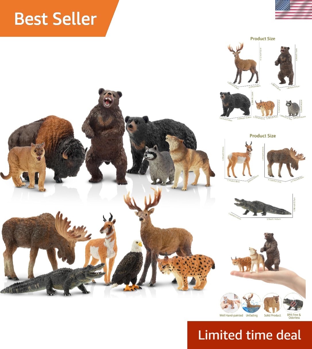 Educational 12PCS Forest Animal Playset – Safe Non-Toxic PVC Figures for Kids