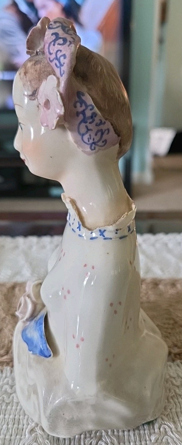 Vintage Cordey 5010 Victorian Woman Bust Porcelain Figurine 6.5″ Flowers 1940’s