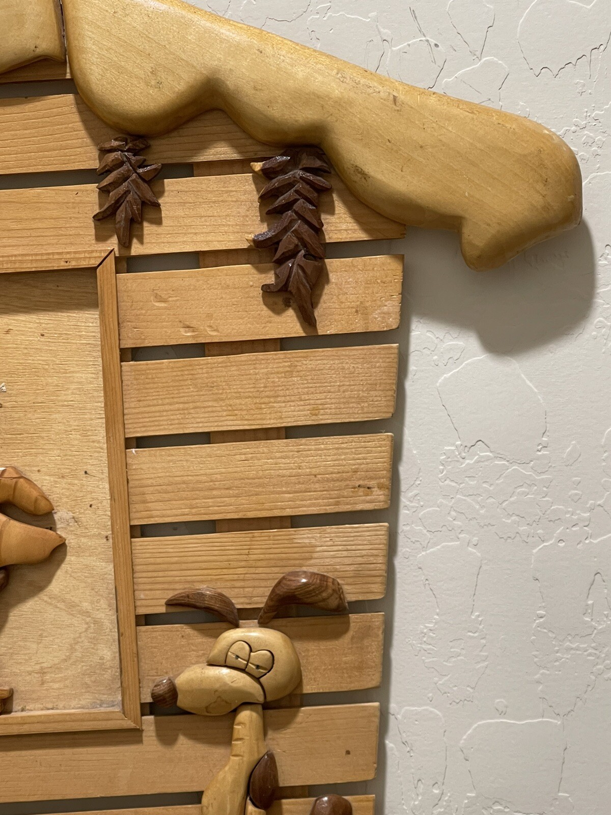 Large Vintage 3-D Hand Crafted Folk Art Diorama Wall Hanging Decor 20″ x 17″