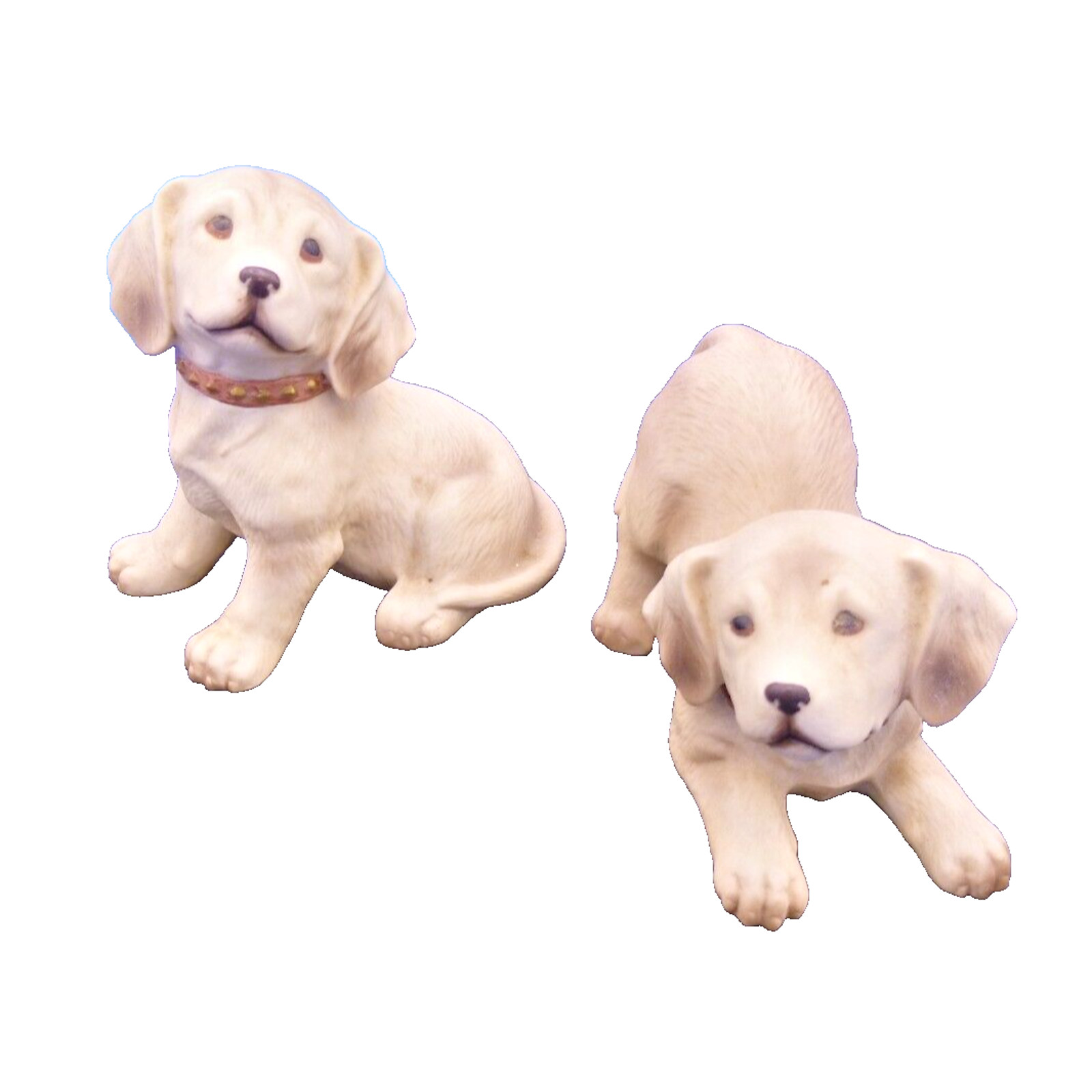 Vintage Golden Labrador Porcelain Figurines HOMCO #1408 Dog Puppy Set of 2
