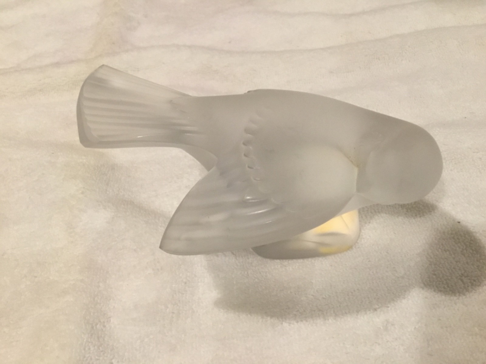 Laique Frosted Crystal Sparrow Bird Sculpture