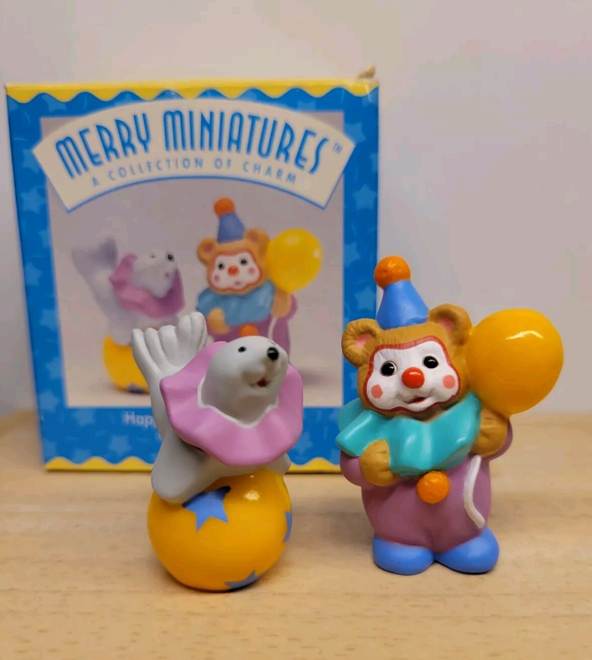 Hallmark Merry Miniatures HAPPY BIRTHDAY CLOWNS – Clown Bear & Trained Seal NIB