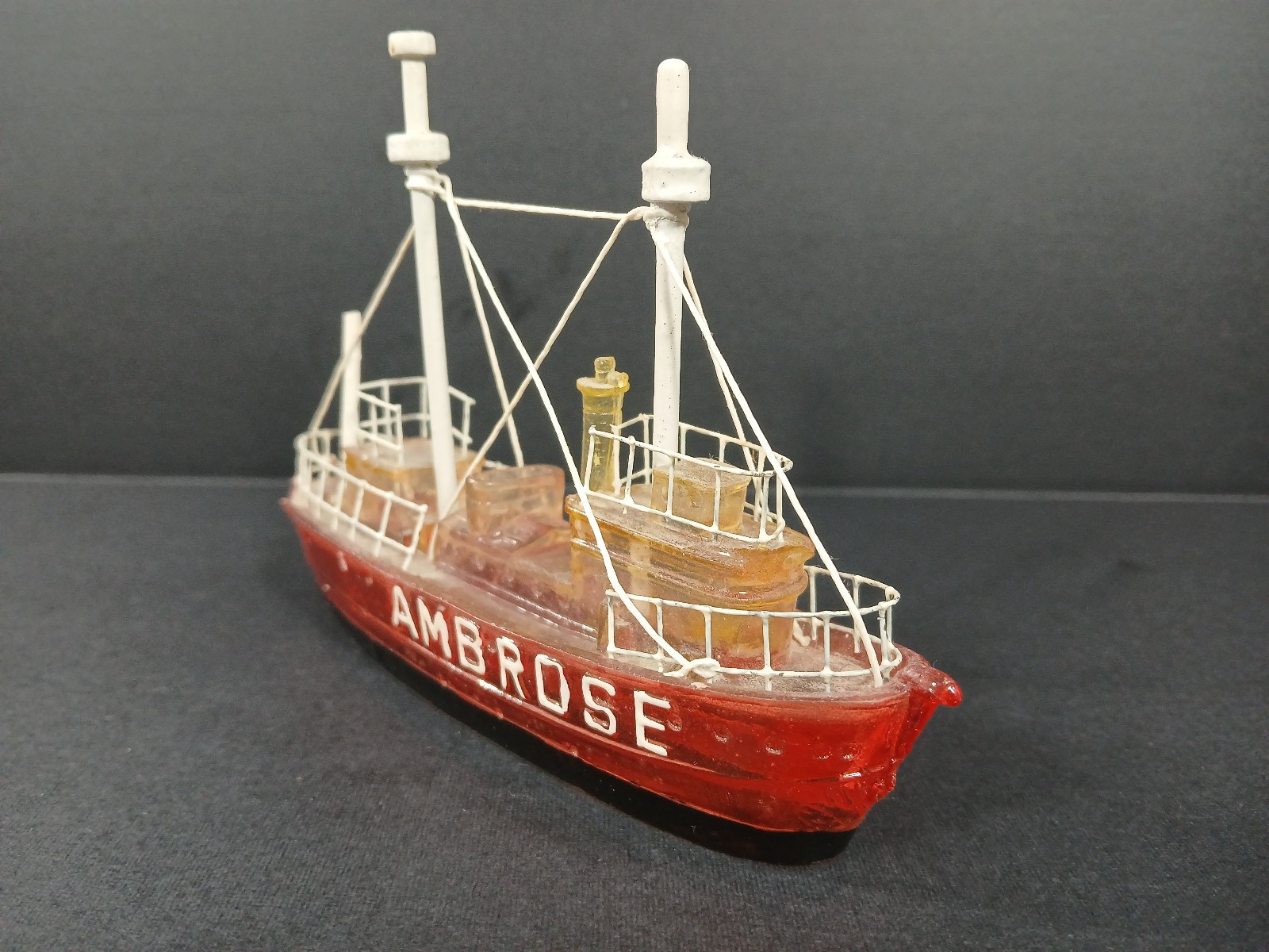 Vintage Ambrose Lightship Historical Floating Lighthouse Vessel Small Figurine