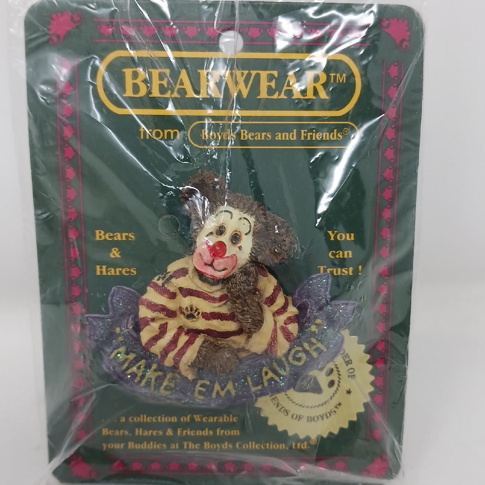 Boyds Bears Pin Bearwear Graffitie ..Put on Your Happy Face 02001-72 VTG NEW #J8