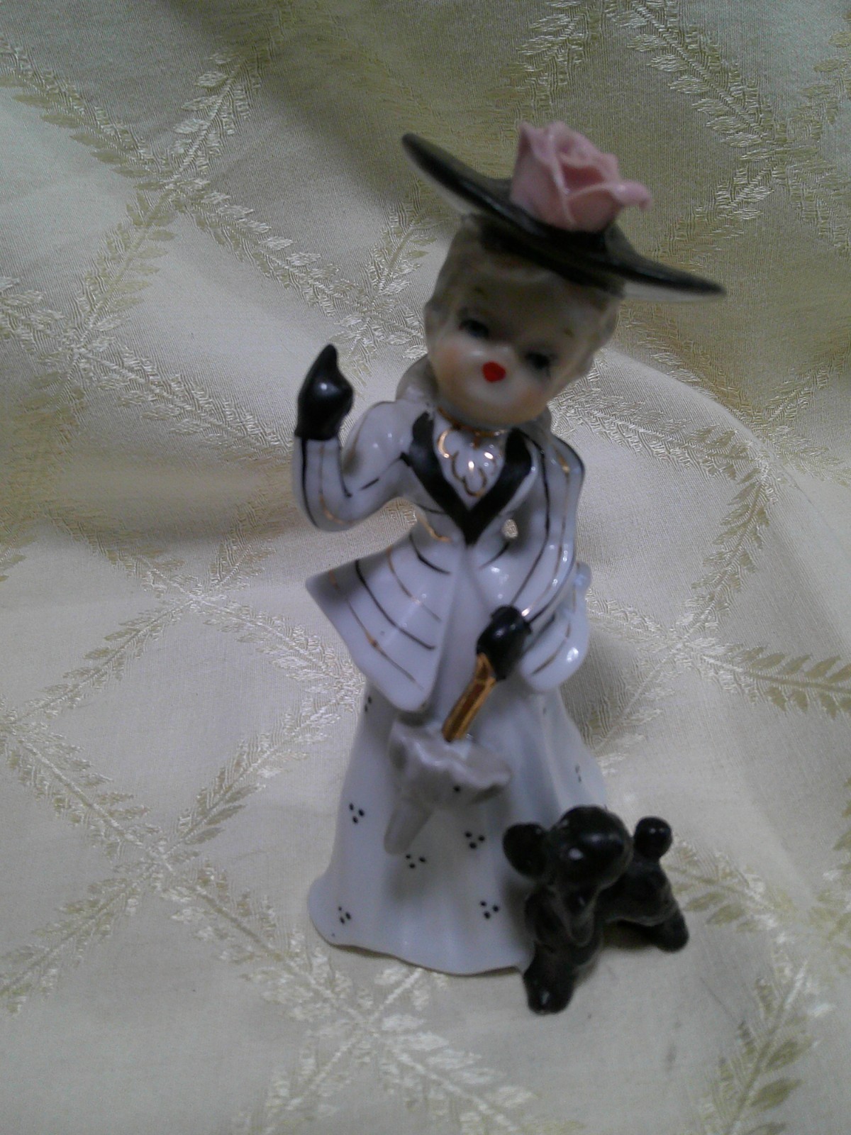 Vtg 50’s/60’s SHAFFORD Japan Fancy Lady w Parasol & Black Poodle 2056 Excellent
