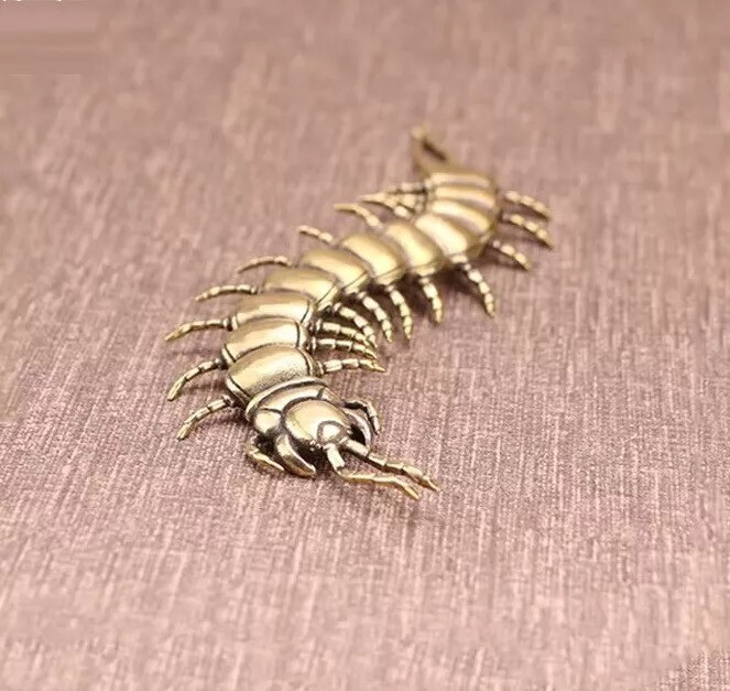 Brass Centipede Figurine Small Animal Statue Table Office Home Decoration Toy
