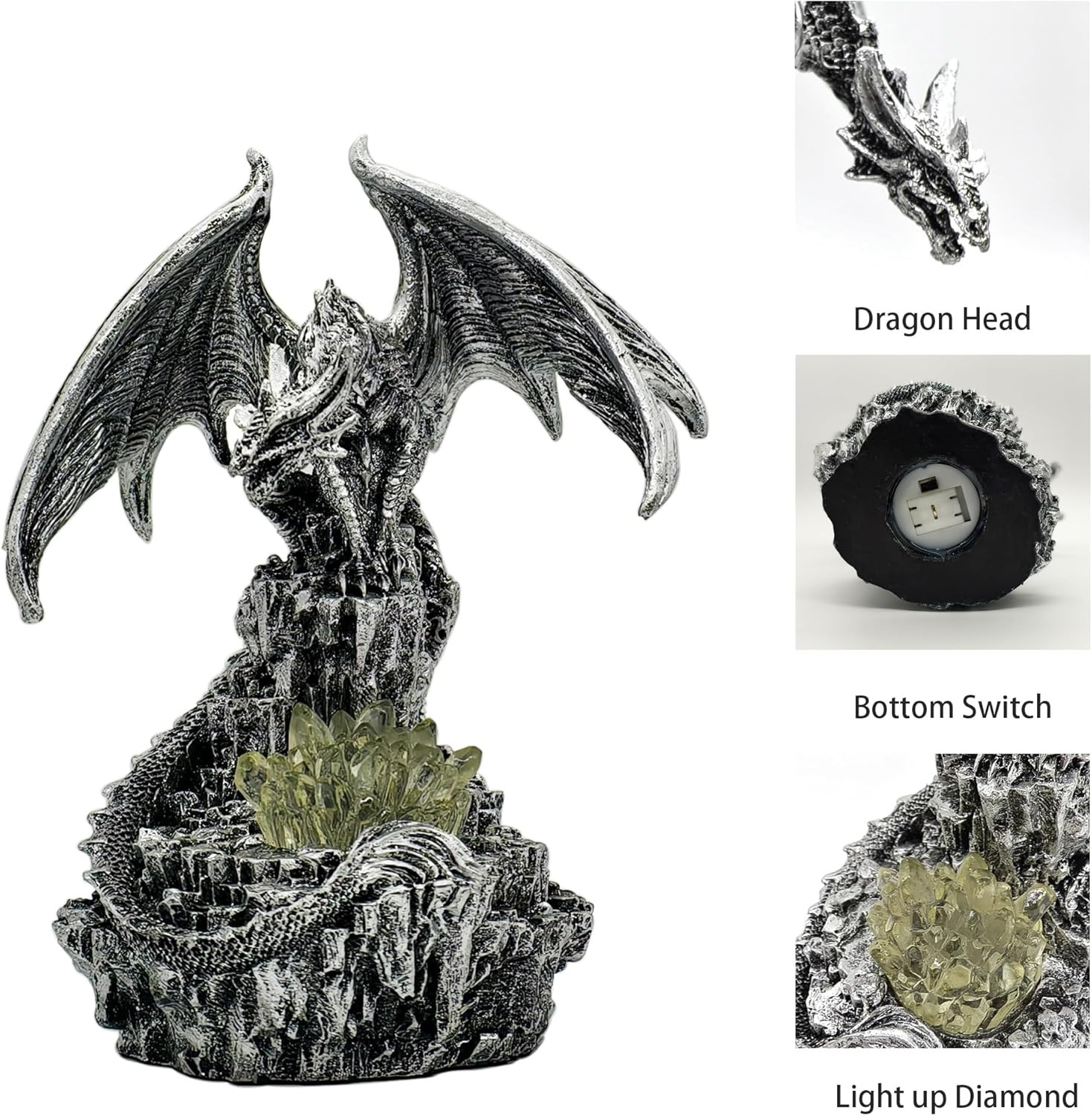Dragon Table Lamp USB Charging Ports Dungeons and Dragons Gifts – LED Circle Dec