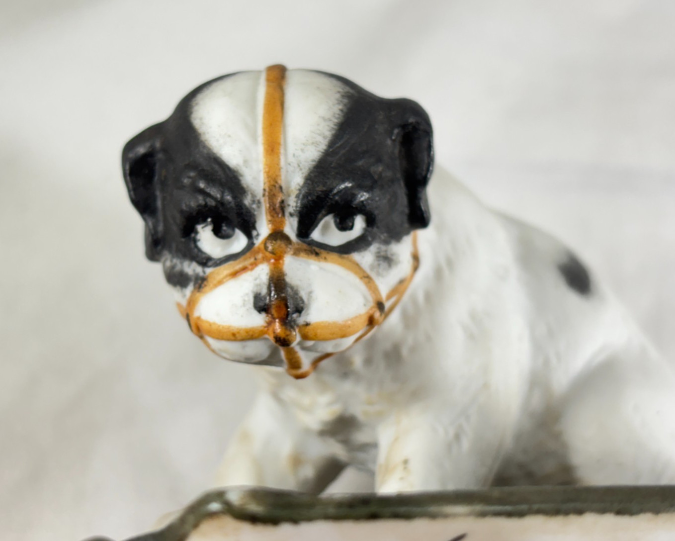 Antique German Bisque 4½” Black & White Dog Figurine Pin Dish – Atlantic City