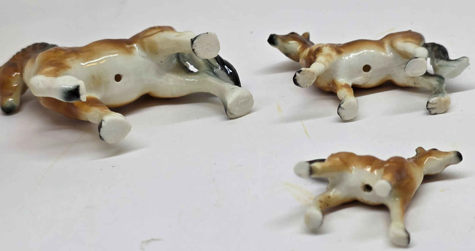 Vintage Horse Family Scene Mini Ceramic Figurine Set Clydesdale / Napcoware?