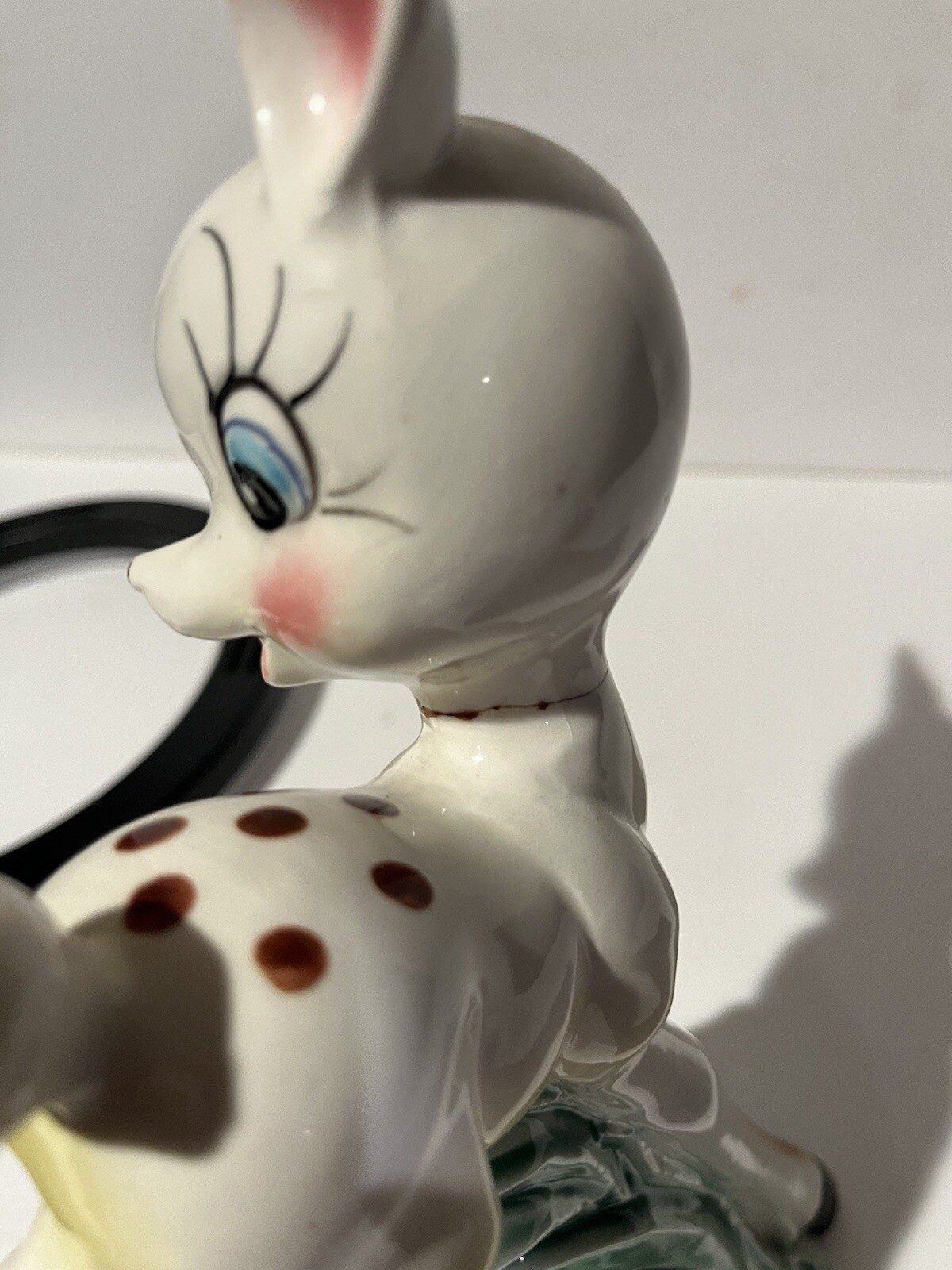 Rare Vintage Kitsch White Fawn Deer Made In Japan Figurine Pair Anamorphic