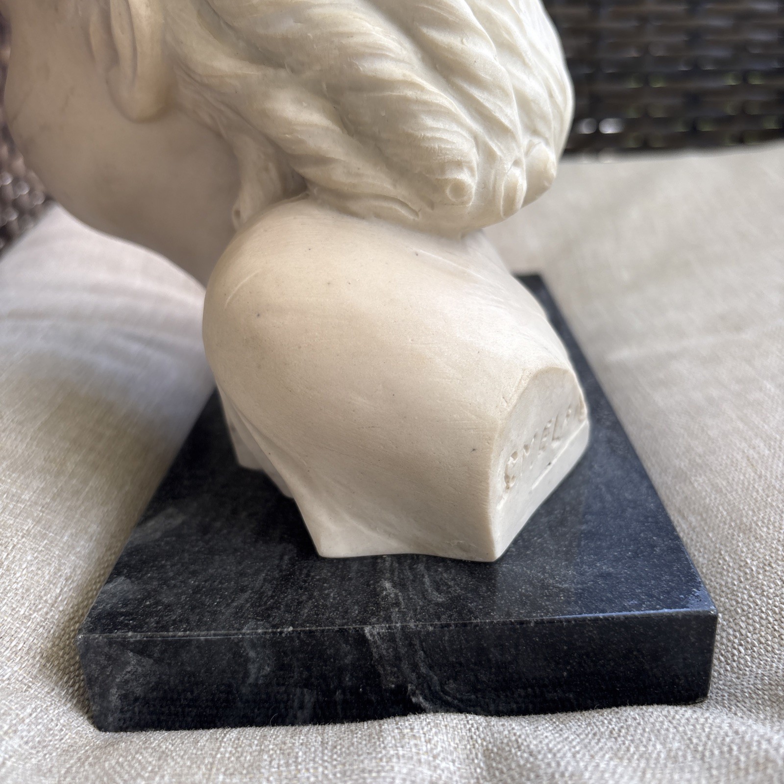 Salvatore Melani Faux Marble Statue Young Girl Innocence Art Italy Sculpture Vtg