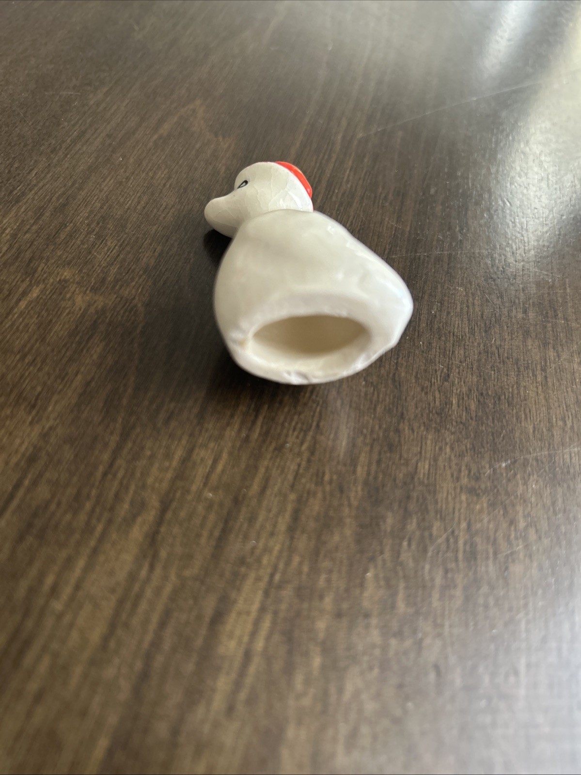 Vintage Miniature Ceramic Goose Figurine Red Hat Whimsical Farmhouse Decor