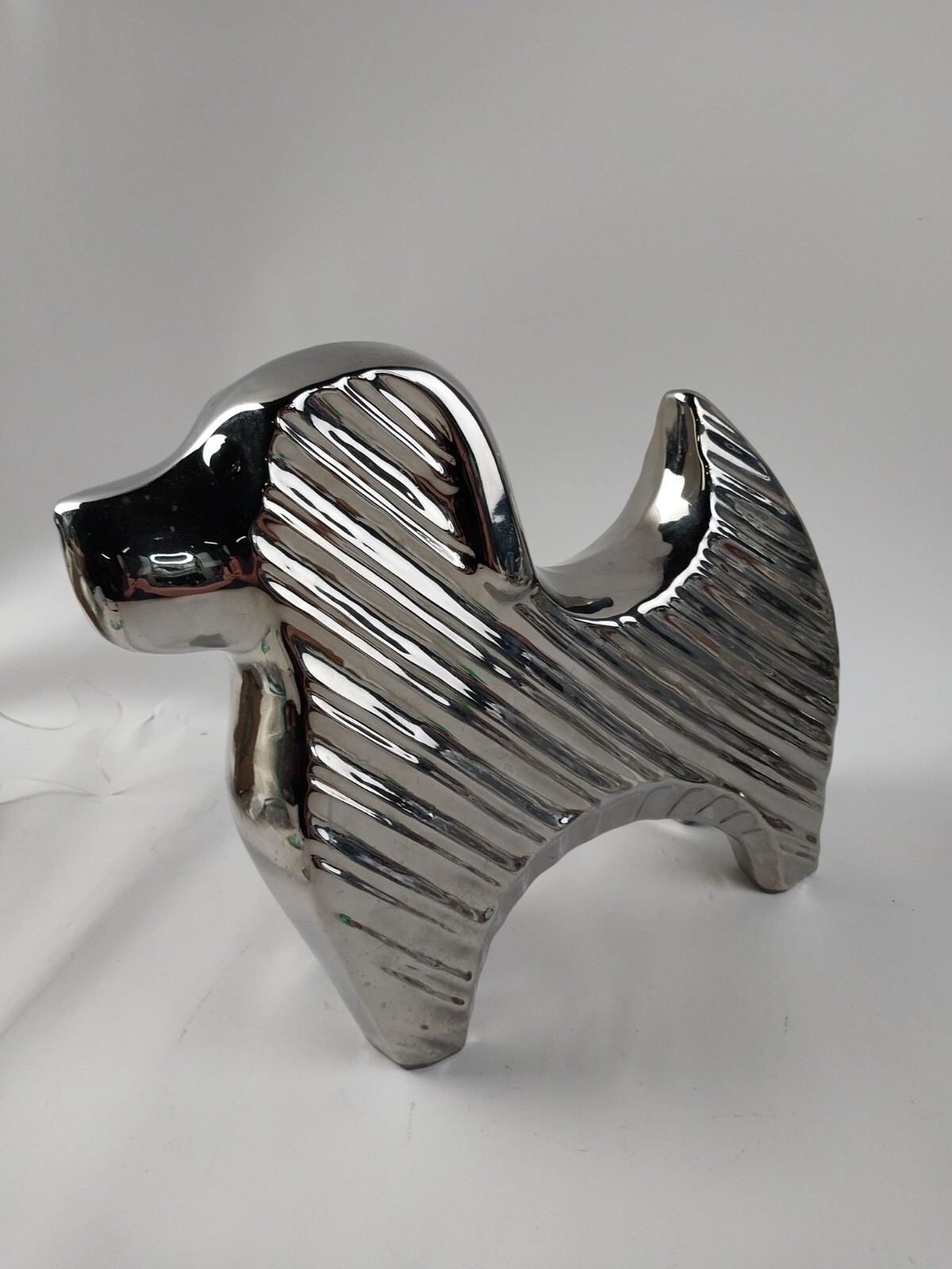 Dog Chrome Color CERAMIC MCM Dog 10in X 10in Doggie In The Window STATUE Large
