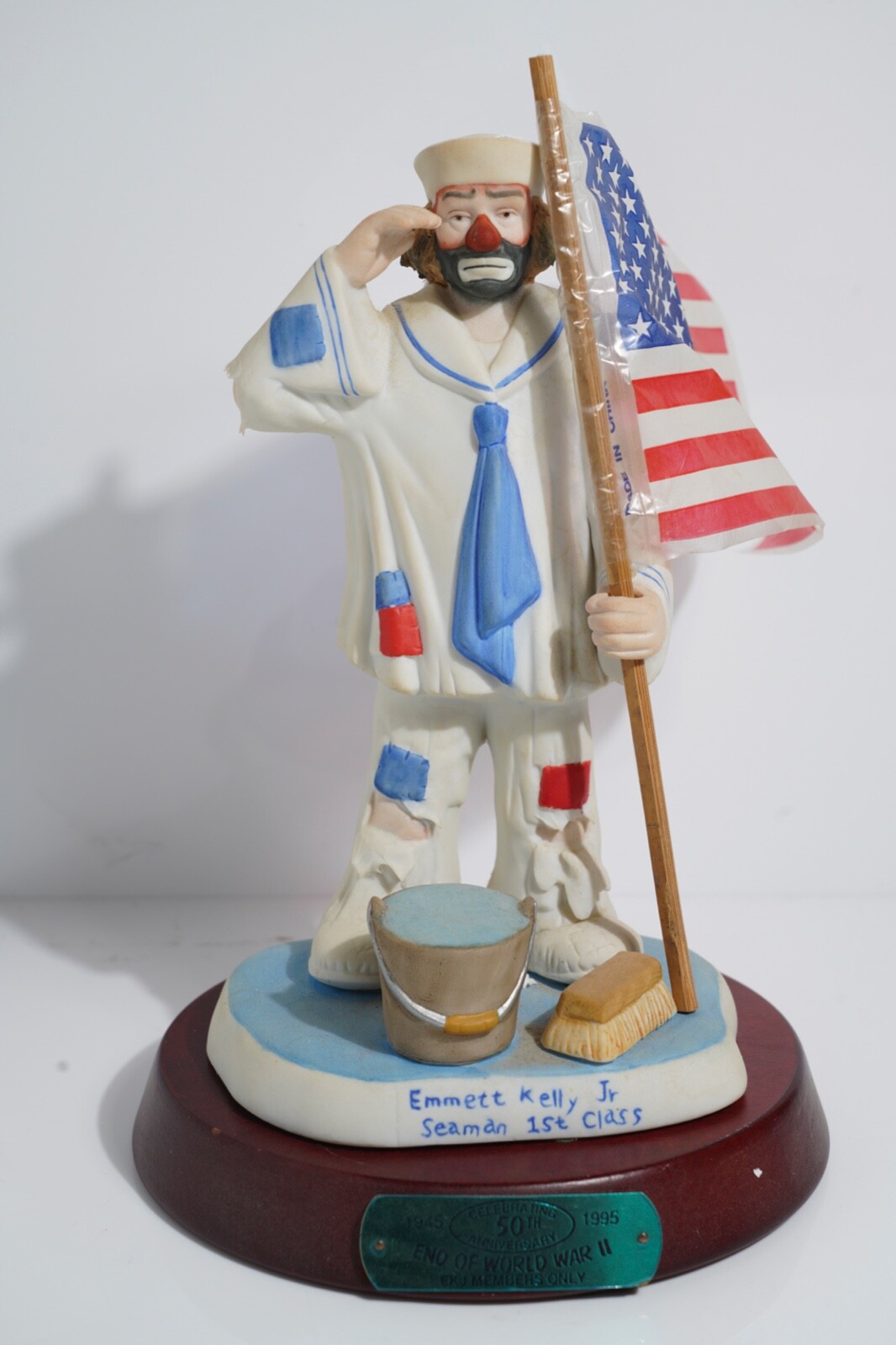 Emmett Kelly Seaman 1st Class Saluting Veterans 50 Anniversary End WWII SIGNED