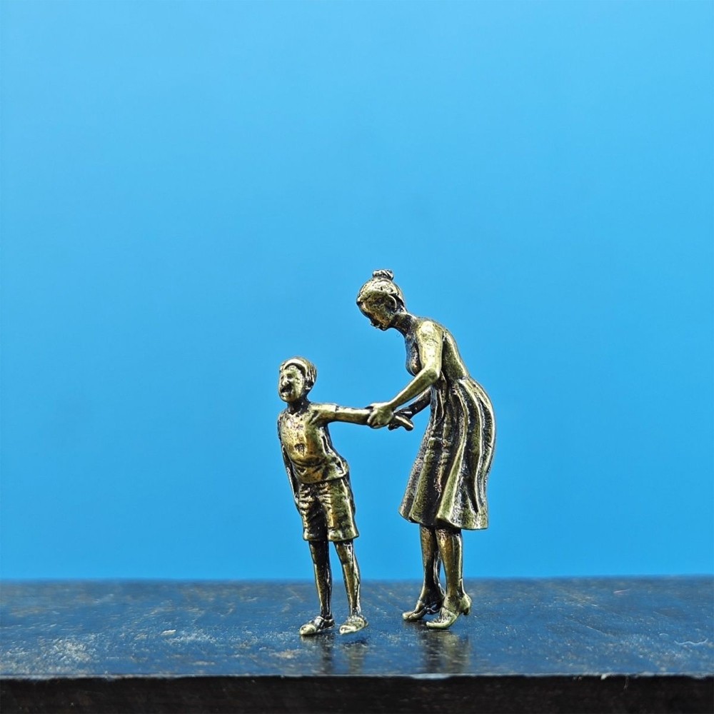 Figurine Violently Spanking Child landscape Trendy DIY Scene Brass Miniature