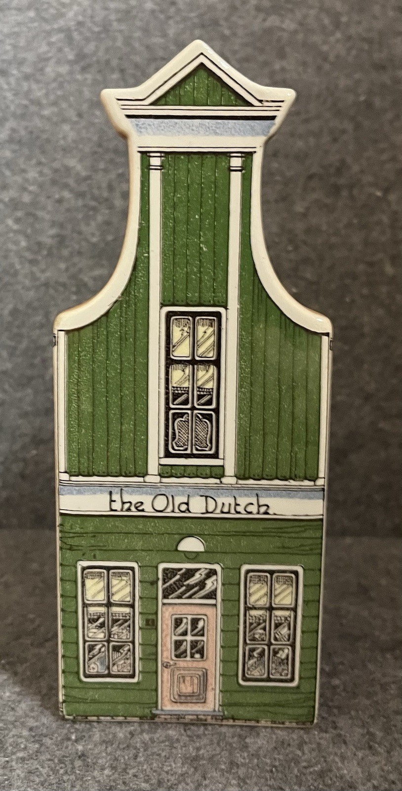 Delft The Old Dutch Canal House Hand-painted 7″ Made In Holland In RARE GREEN