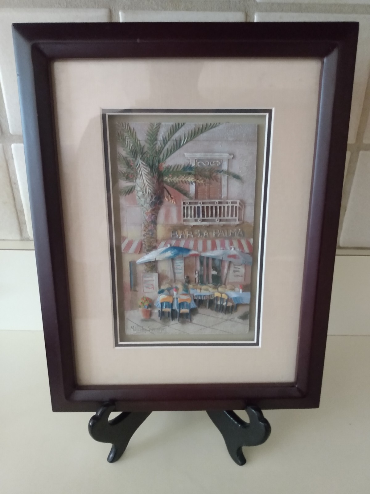 Malcolm Surridge UK Artist Bar La Palma Diorama Ceramic Shadow Box 3-D Wall Art