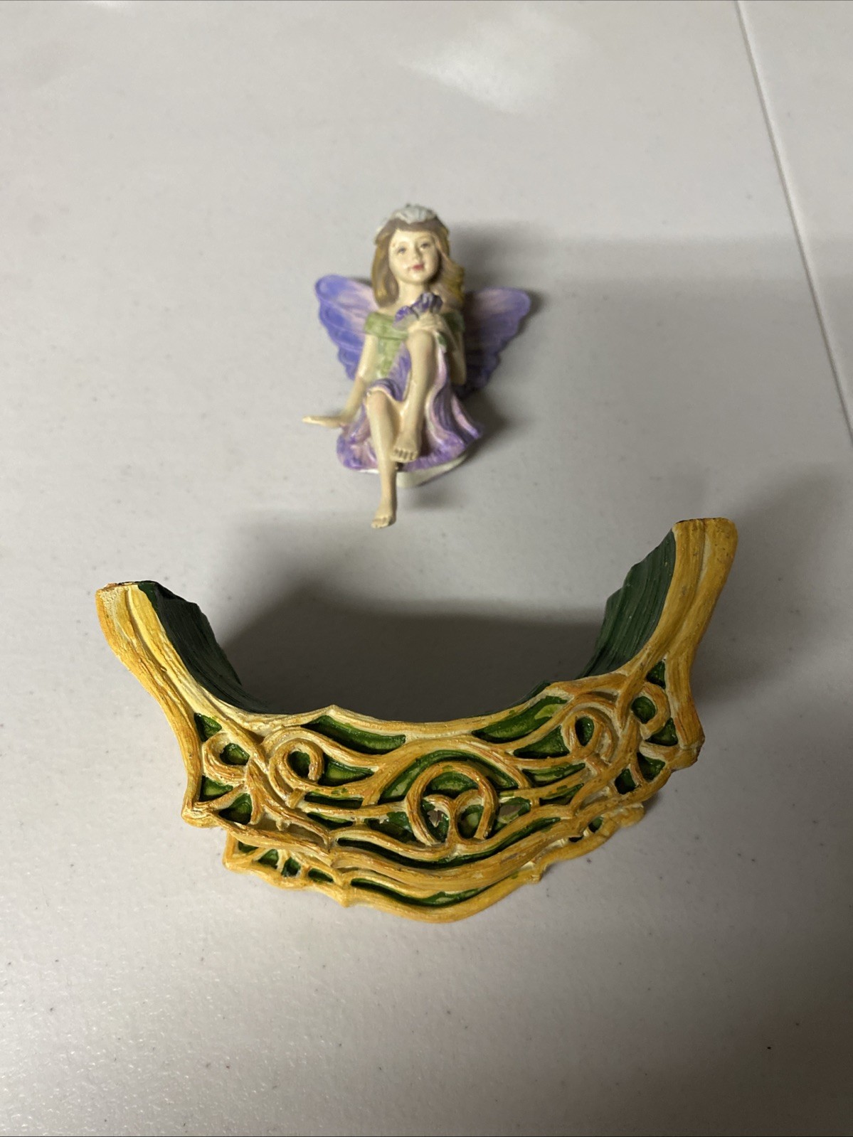 Woodland Fae Figurine with Tree log base