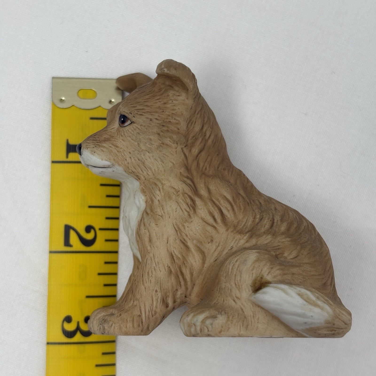 Vintage Homco Collie Puppy Dog 3″ Ceramic Figurine Bisque 8828