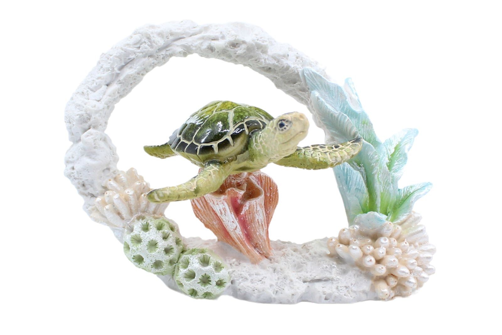 Hawaiian Turtle and Coral Reef Figure – Home Decor – Hawaii Souvenir – Sea Life