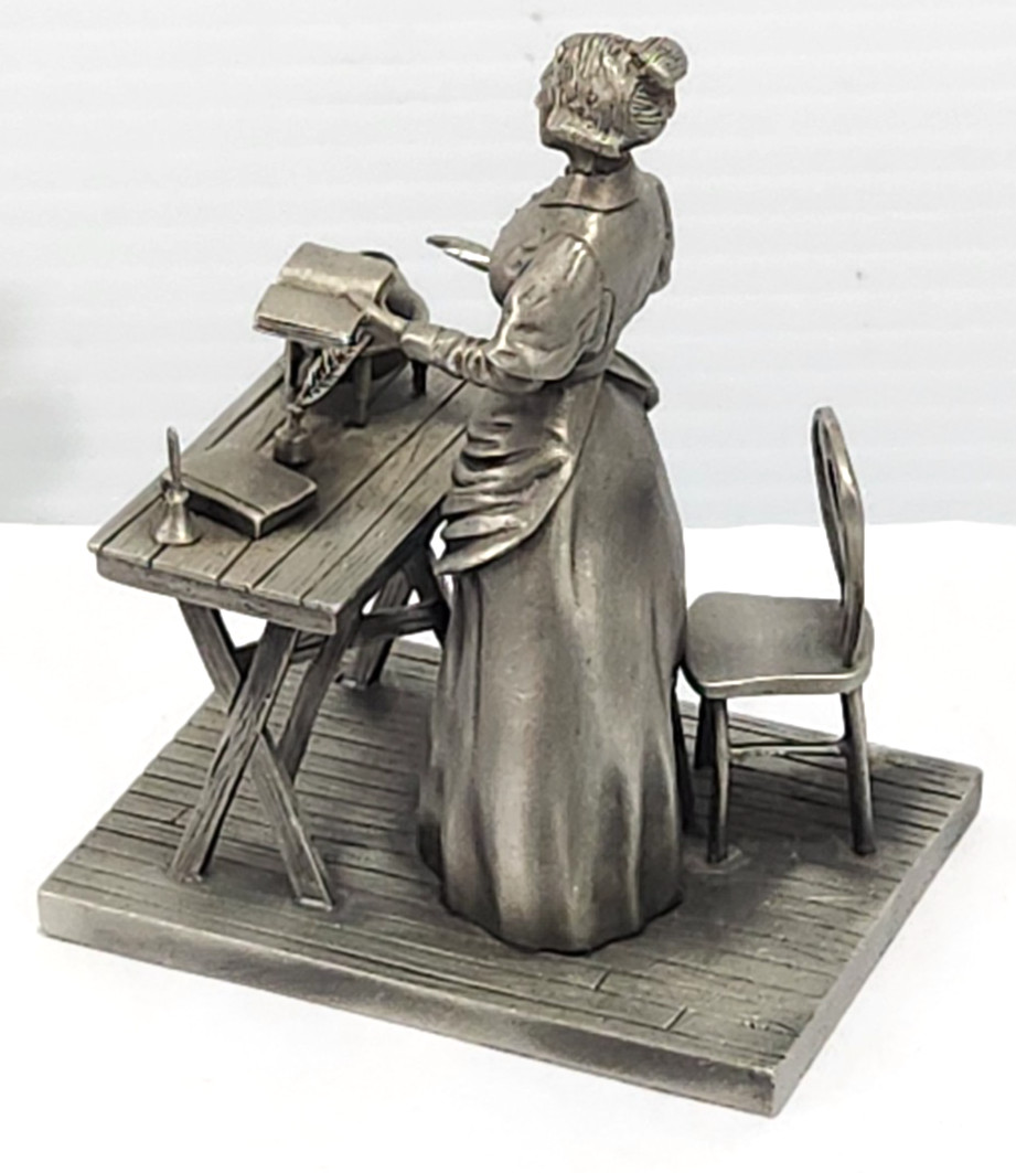 1977 Fine Pewter THE SCHOOLMARM Franklin Mint Who Made America Ron Hinote Figure