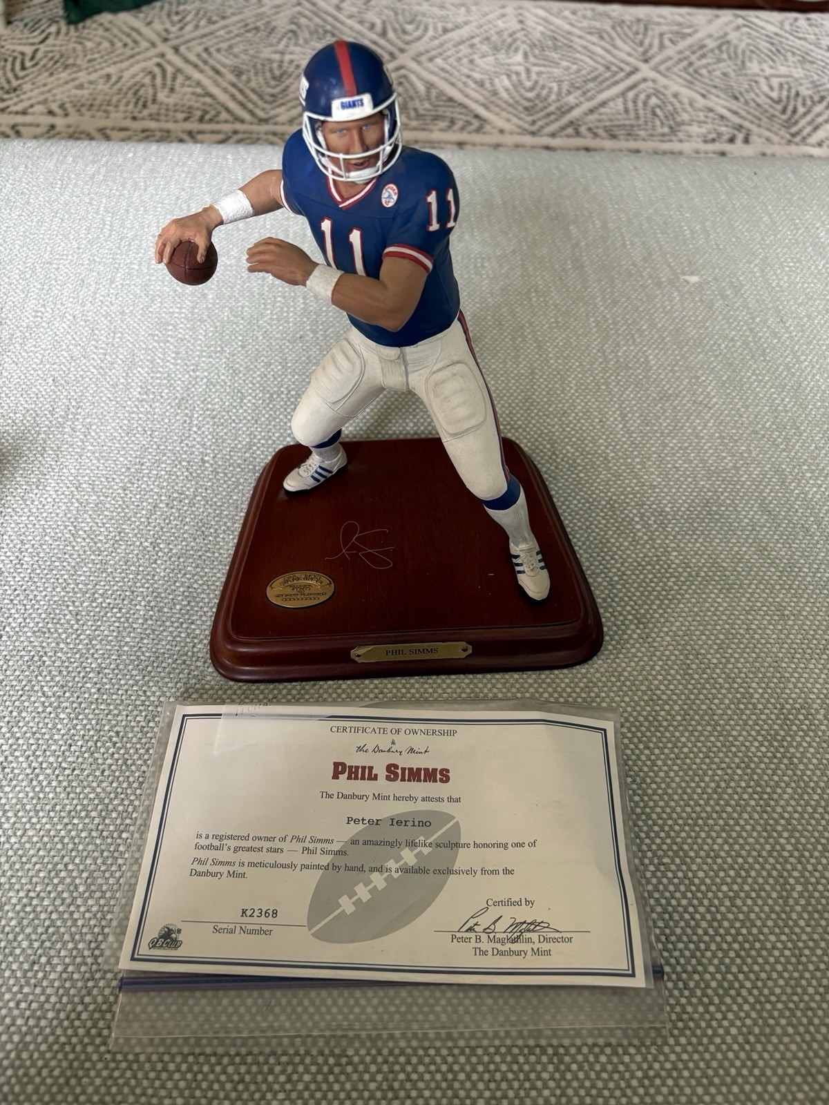 Phil Simms Danbury Mint New York Giants Statue Figure COA NFL Football All Star