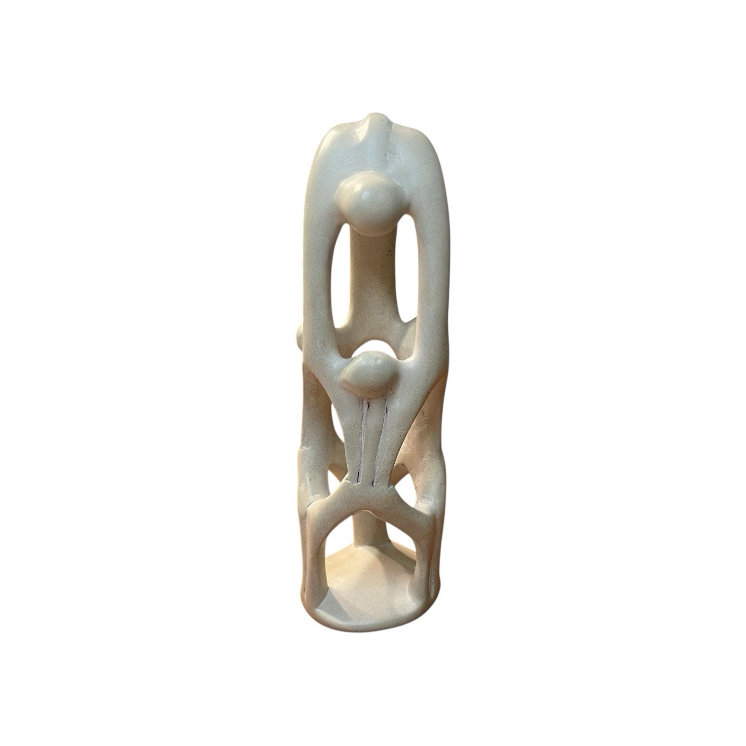 Family Soapstone Sculpture Carved Ri-Ri-Ku Family Union Abstract Art Vtg MCM 9″