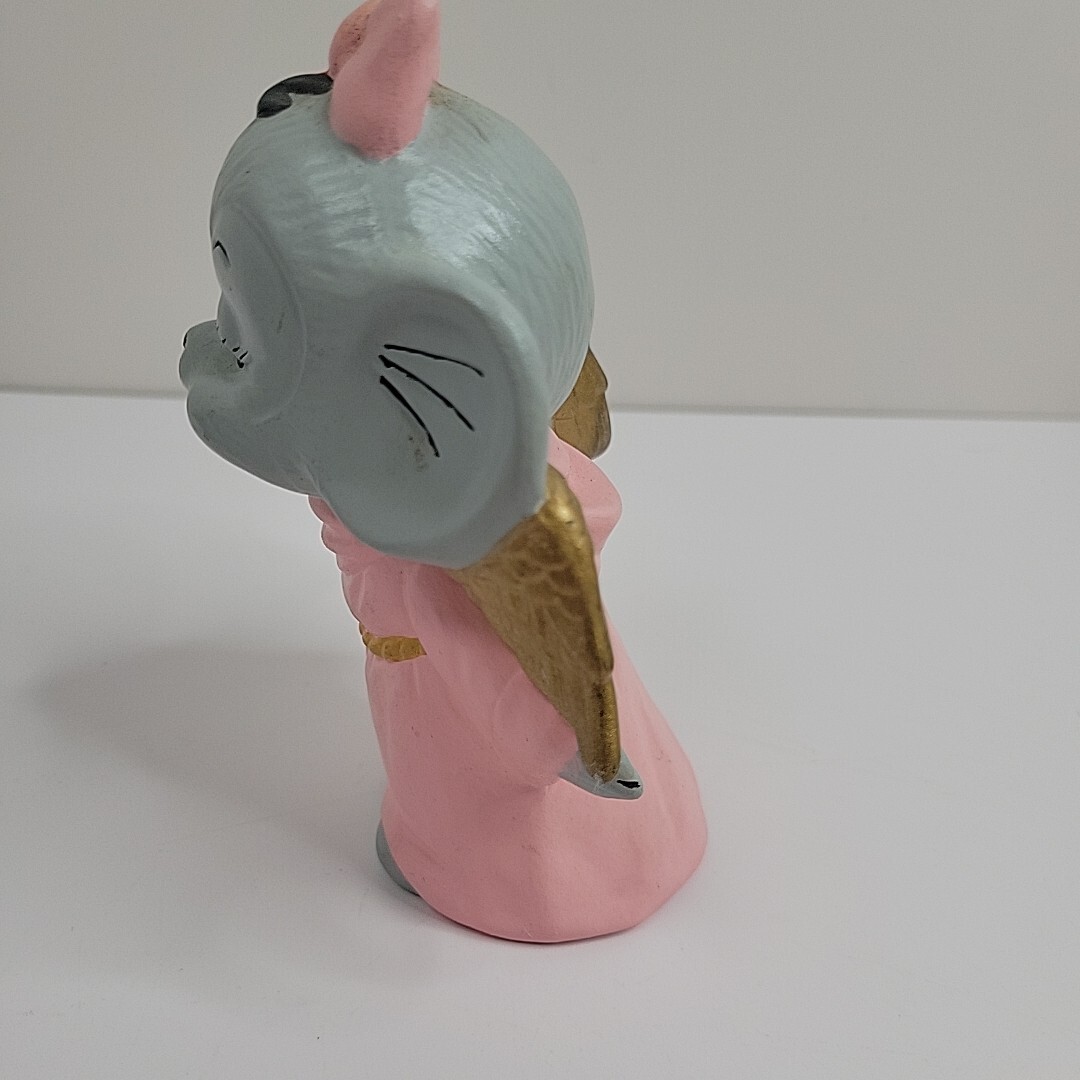 Set of 2 Ceramic Angel Monk Mice Figurines Hand Painted Hobbyist Boy Girl Vtg