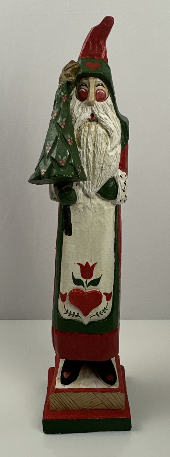 Vtg 1992 House of Hatten Santa w/ Tree 19.5″ Folk Art D. Calla Handpainted