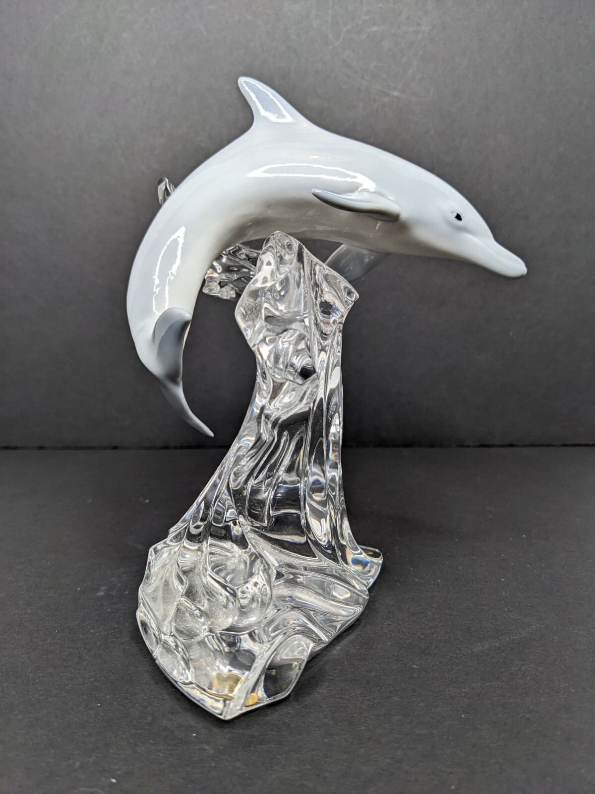 Vintage Lenox Porcelain China Dolphin on Crystal Clear Wave Figurine Statue 1995